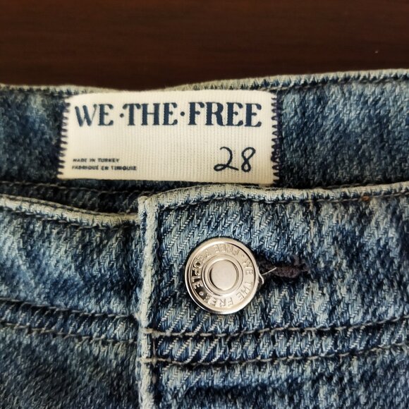 Free People - Osaka Mid Rise Barrel Jeans - Spring Garden & Blue  - Size 28 - Picture 4 of 6